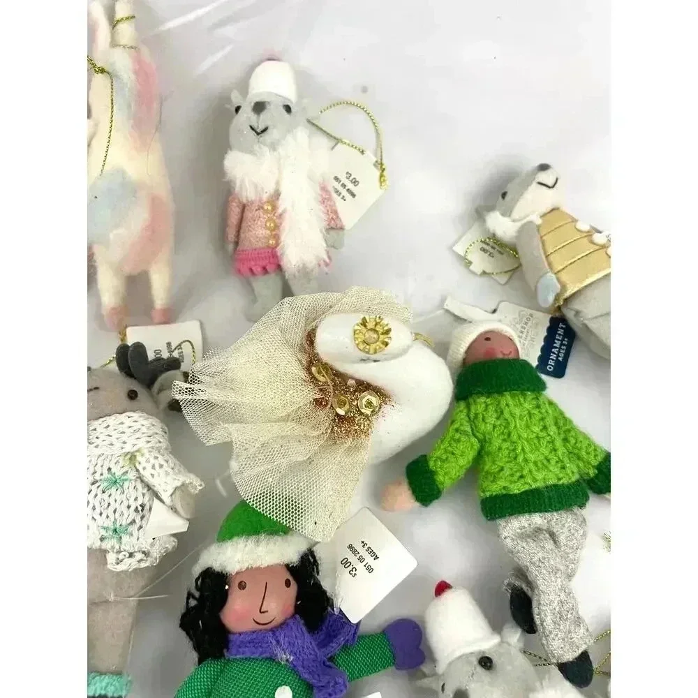 Lot of 27 Plush‎ Dressed Animals Christmas Fabric Ornaments Train Llama Bear